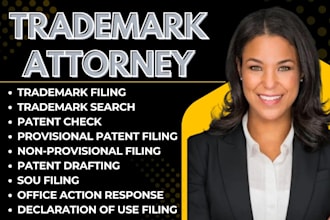 professionally handle trademark and patent search, filing, sou as a US lawyer