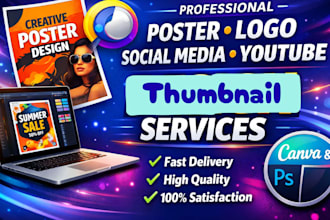 design modern posters, logo and youtube thumbnails