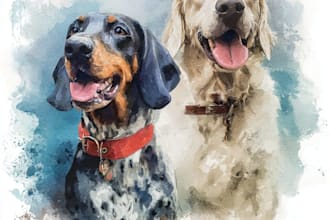 hand draw a watercolour portrait of your beloved pet