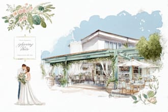 create watercolor wedding photo