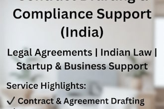 draft legal contracts and provide compliance support under indian law