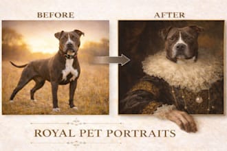 create a custom royal pet and pet owner portrait