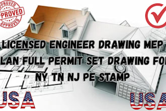 licensed engineer drawing mep plan full permit set drawing for ny tn nj pe stamp