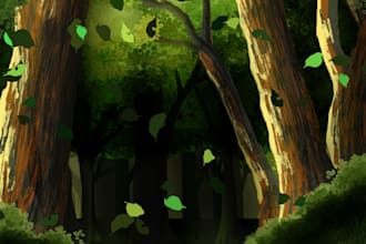draw simple and aesthetic 2d anime background