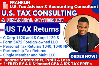prepare US tax filing, US tax returns, llc tax, business tax 5472 1040 financial