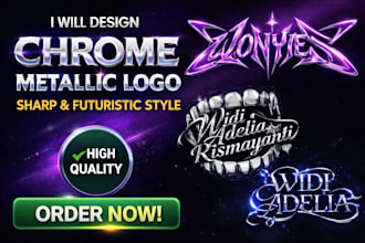 design a custom chrome metallic logo with futuristic gothic