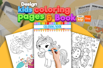design KDP kids coloring book, puzzle book, and kids worksheets