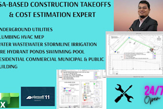 do underground utilities plumbing takeoff estimation with planswift excel
