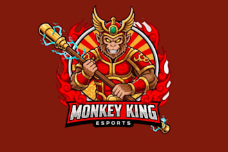 design monkey king mascot logo design with 1 day delivery
