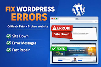 fix critical wordpress website error or broken website issues fast in 1hr