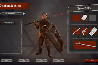 design unreal engine ui, unity game ui ux, menus hud, buttons for mobile pc web