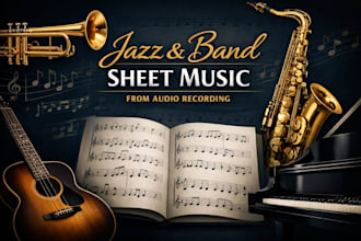 create clean jazz and band sheet music from your audio recording for solo, duet