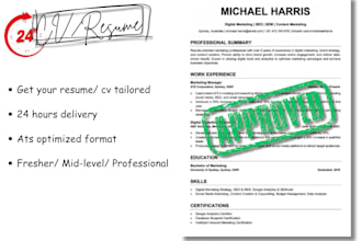write ats optimized cv or resume in 24 hours