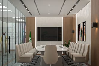 design modern office, meeting room, and home office interiors with realistic 3d