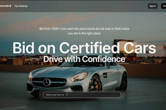 develop live auction website, car auction app and car rental booking website