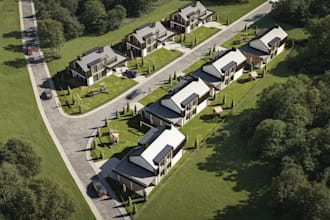 design 2d site plan, outdoor green plant,visualize large plot,3d building render