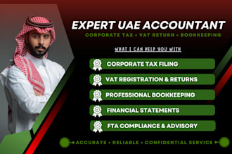 be your uae accountant, do uae vat and corporate tax, uae bookkeeping, vat