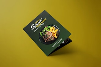 design a professional restaurant food menu, cafe menu