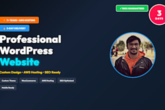 develop professional wordpress website with custom design in 3 days