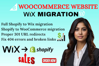 migrate shopify to wix shopify to woocommerce 301 redirect 404 error broken link