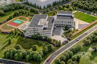 design modern college of education, public school building, 3d sport club render