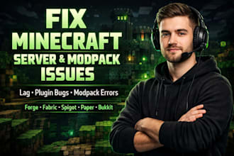 fix minecraft server lag, modpack, plugin bugs, forge fabric spigot paper bukkit