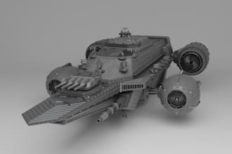 create 3d hard surface model, spaceship, props, and object for game or animation