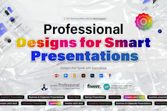 design a professional presentation, pitch deck, and infographics slides