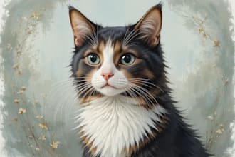 draw a cute pet, cat, dog portrait in my art style