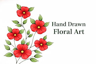 draw hand drawn pencil floral illustration