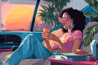 make best illustration in vintage and retro styles