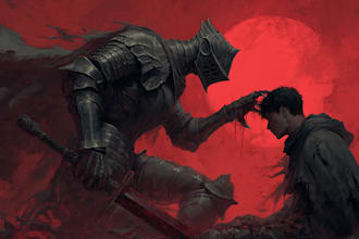 draw custom dark berserk style art in high quality