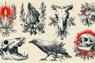 draw unique traditional tattoo design