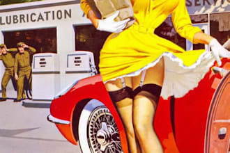 create a custom hand drawn vintage pinup girl illustration