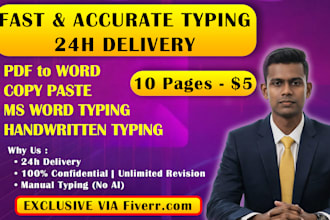 do your handwritten typing, copy paste and PDF to word work