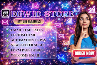 build high converting ecwid store landing pages email automation flows