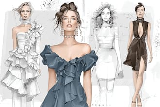 draw a fashion or editorial illustration, sketch concept
