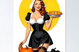 create an illustration of a pin up girl model pinup