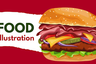 food illustration for menus, packaging and branding