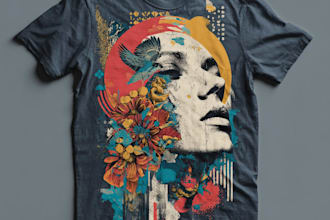 illustrate retro vintage t shirt or custom graphic t shirt design