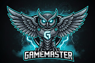 design a powerful game owl logo for your gaming brand