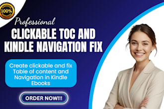 create clickable or fix table of contents and navigation in kindle ebooks
