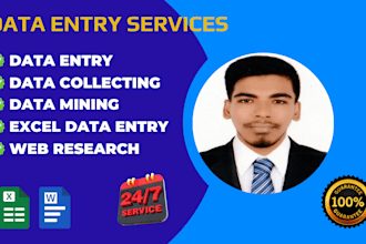 excel data entry,data collecting, data maining ,web research