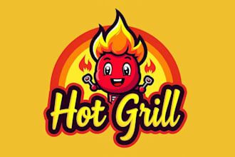 make an amazing hot grill logo design