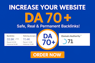increase your domain authority da 70 plus