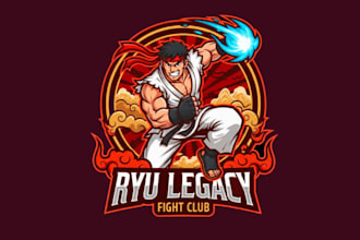 create dragon ryu esport mascot logo design with business