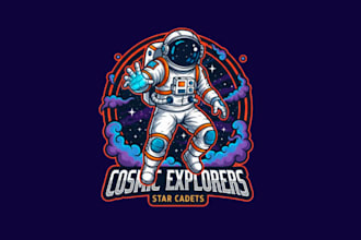 design an astronaut into the space for logo or mascot design with business