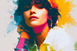 draw your potrait with color splash mood style