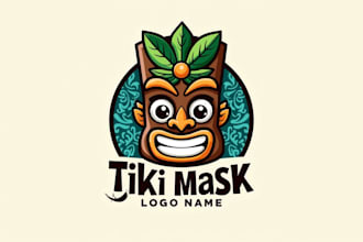 make a high quality tiki mask logo