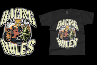 draw custom motorcycle design for tshirt or merchandise